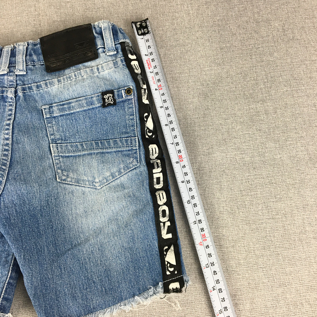 Bad Boy Kids Boys Denim Shorts Size 5 Blue Pockets Jorts Raw Hem