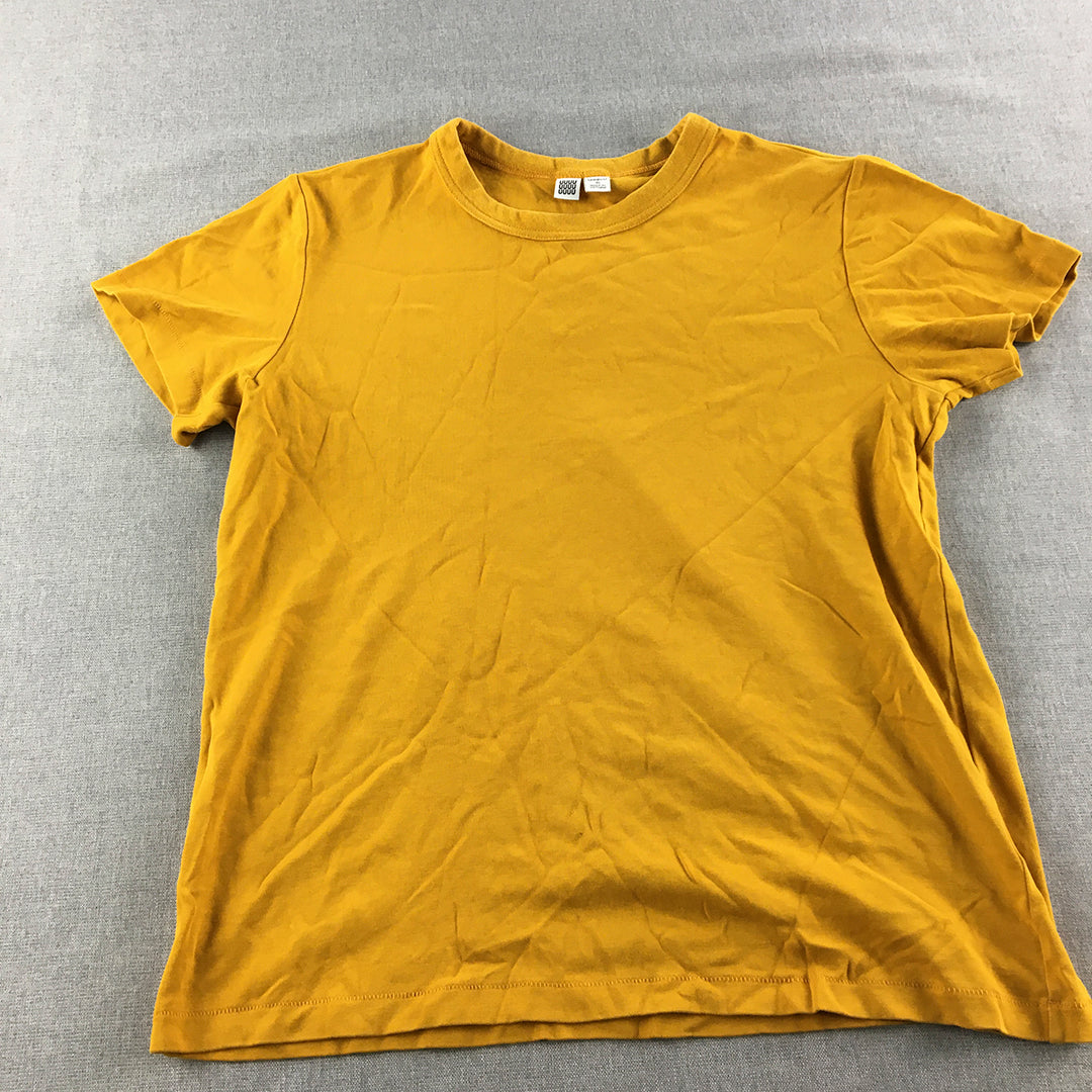 Uniqlo U Womens T-Shirt Size XL Yellow Knit Short Sleeve Crew Neck Top