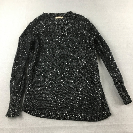 Forcast Womens Knit Sweater Size S Black V-Neck Pullover Jumper