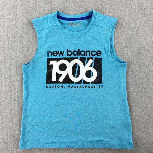 New Balance Kids Boys Tank Top Size XS (8 Years) Blue Logo Sleeveless Shirt