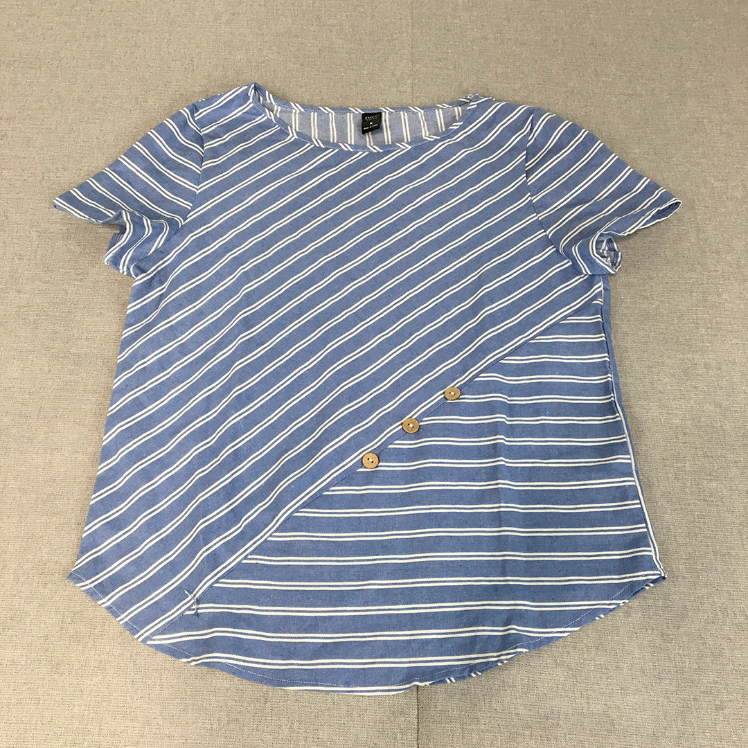 Emery Rose Womens Top Size M Blue Striped Short Sleeve T-Shirt