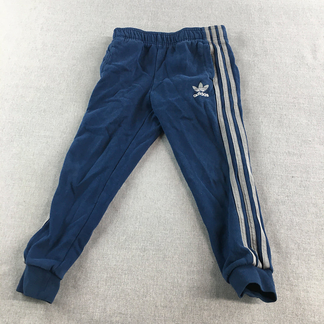 Adidas Kids Boys Tracksuit Pants Size 6 - 7 Years Blue Trefoil Logo Jogger