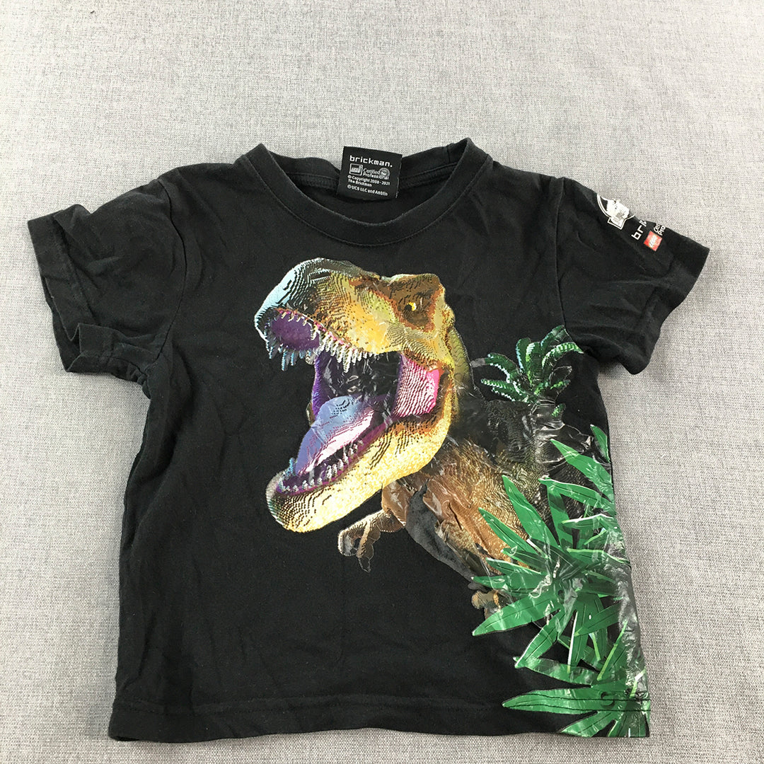 Jurrassic World x Lego Kids Boys T-Shirt Size 4 Black Dinosaur Park Movie Top