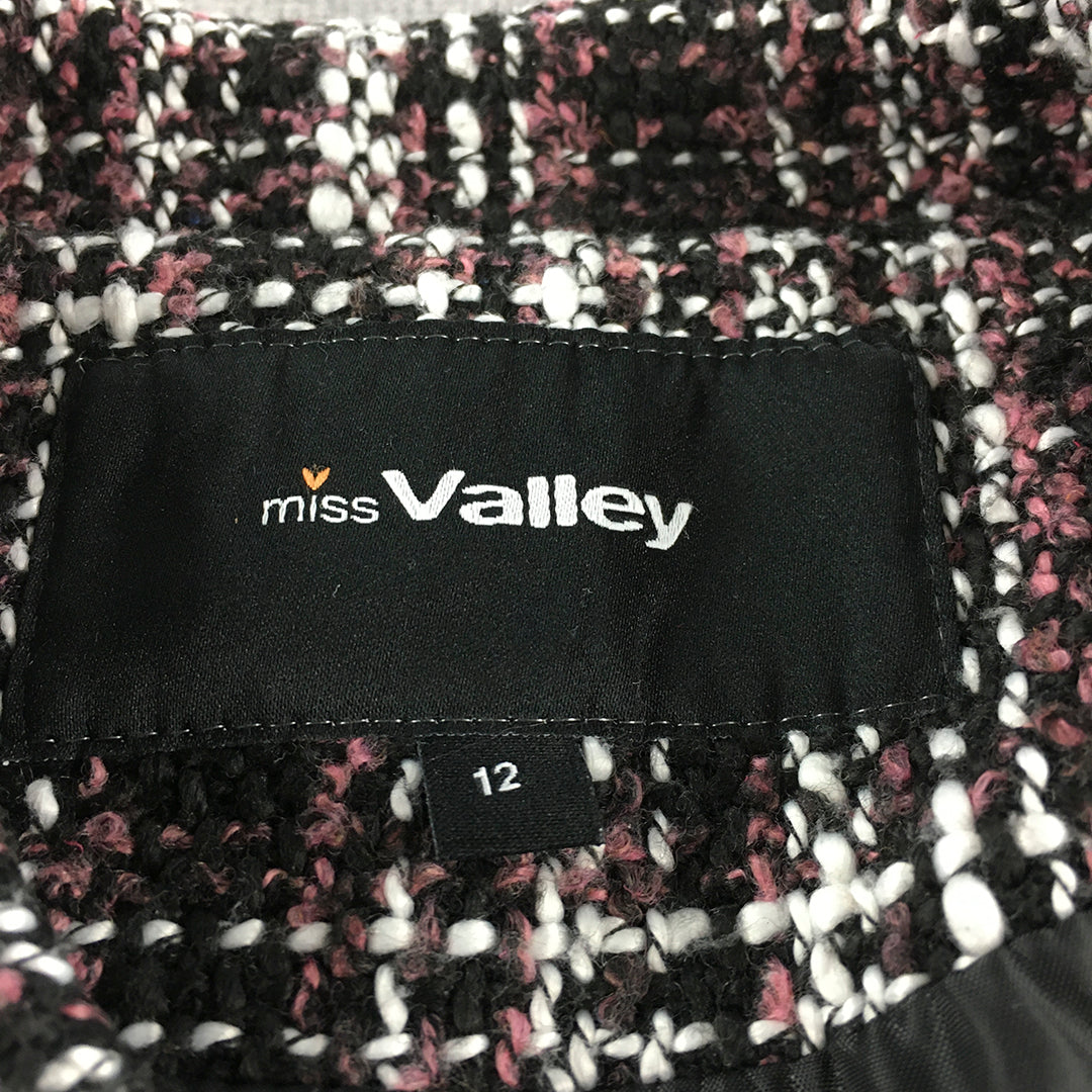 Valleygirl Womens Blazer Coat Size 12 Pink Black Collared Jacket