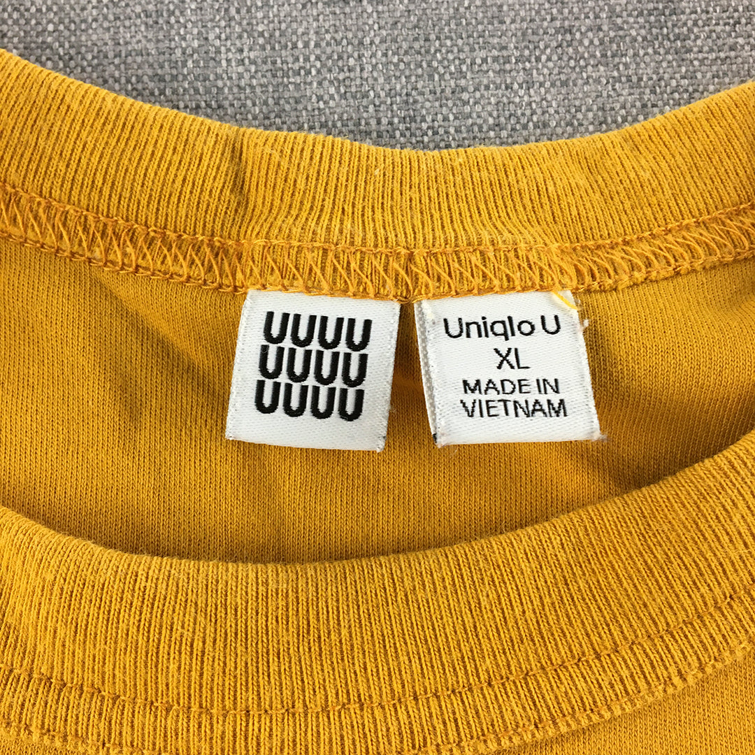 Uniqlo U Womens T-Shirt Size XL Yellow Knit Short Sleeve Crew Neck Top