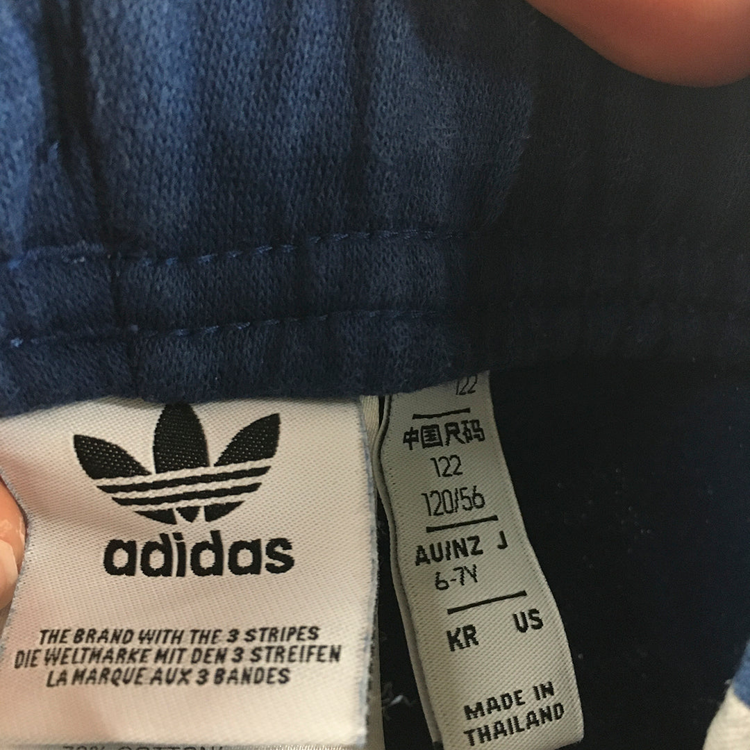 Adidas Kids Boys Tracksuit Pants Size 6 - 7 Years Blue Trefoil Logo Jogger