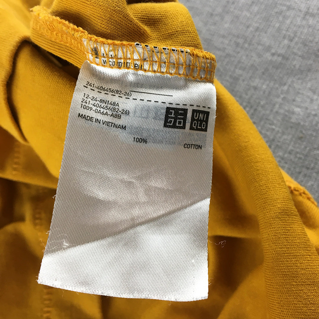 Uniqlo U Womens T-Shirt Size XL Yellow Knit Short Sleeve Crew Neck Top