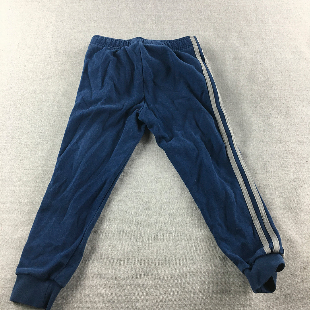 Adidas Kids Boys Tracksuit Pants Size 6 - 7 Years Blue Trefoil Logo Jogger