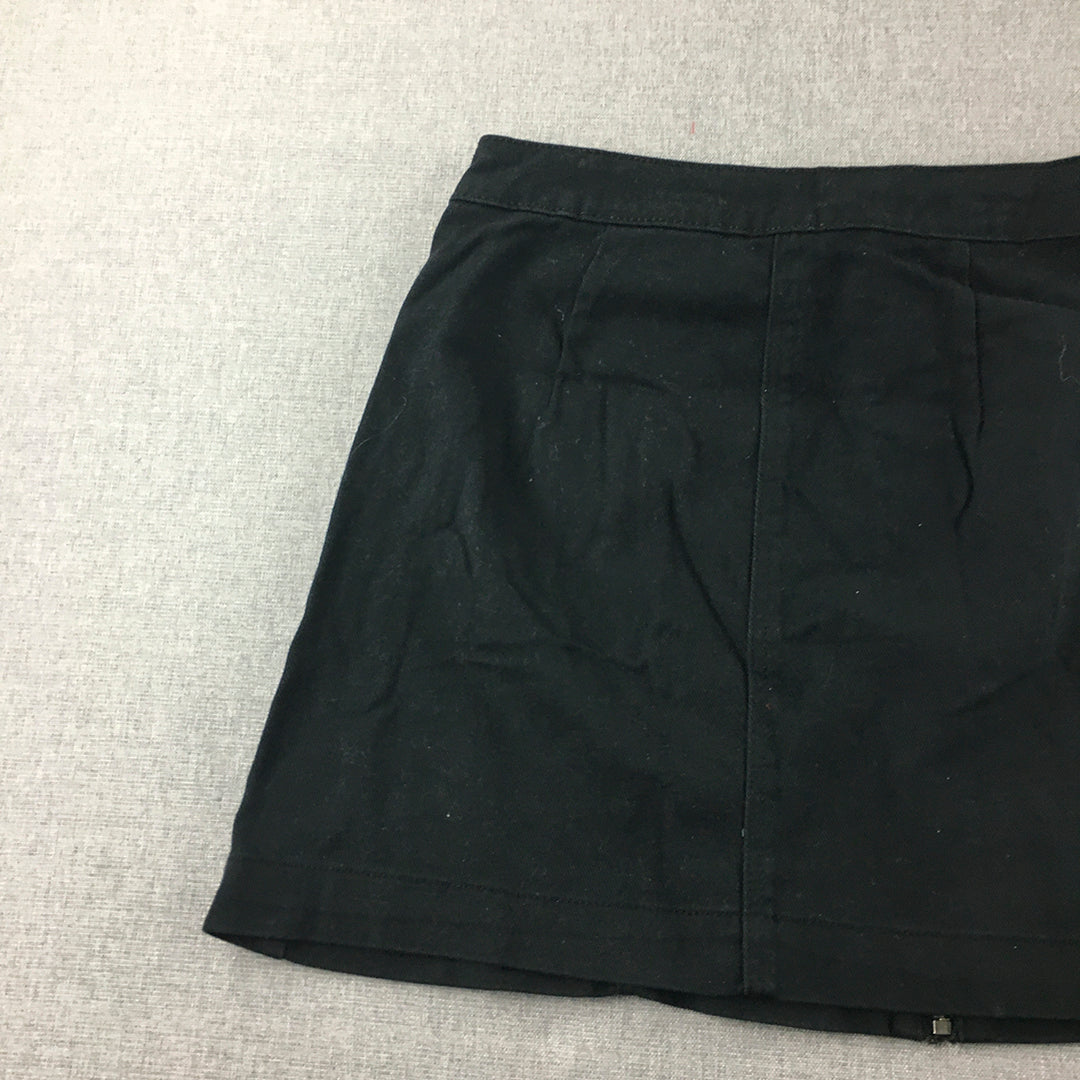 H&M Womens Mini Skirt Size 6 Black Zip A-Line