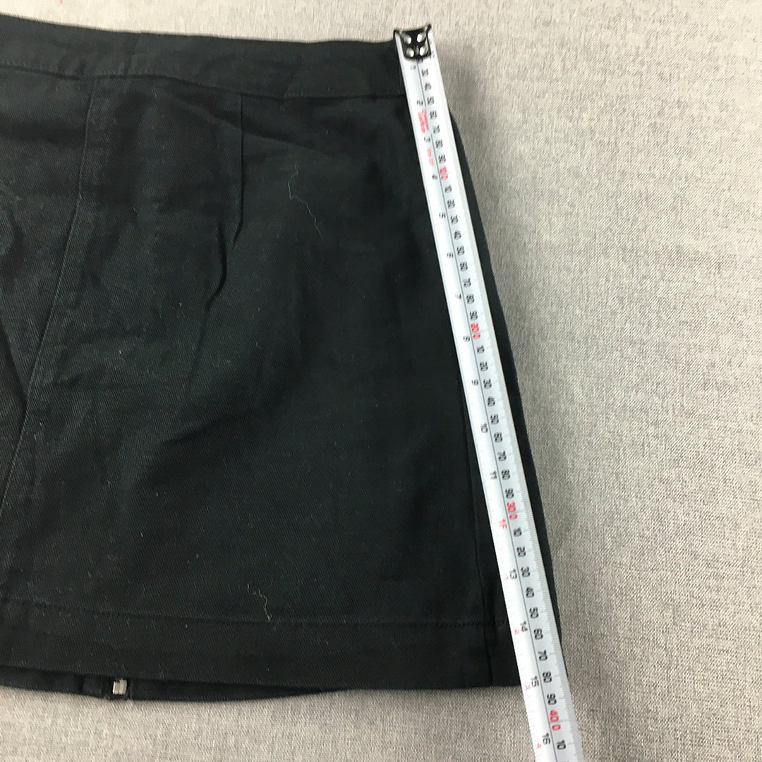 H&M Womens Mini Skirt Size 6 Black Zip A-Line