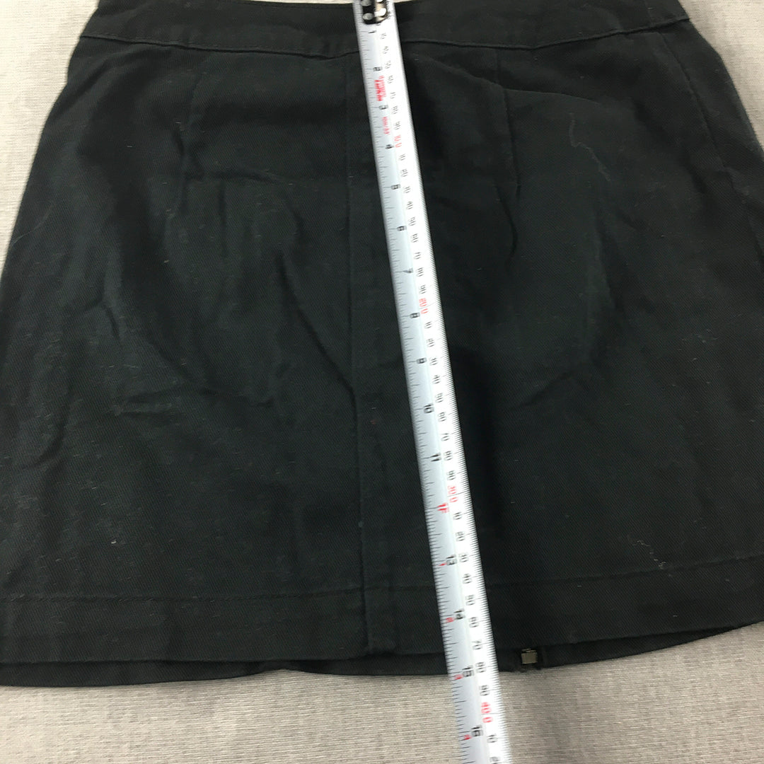 H&M Womens Mini Skirt Size 6 Black Zip A-Line