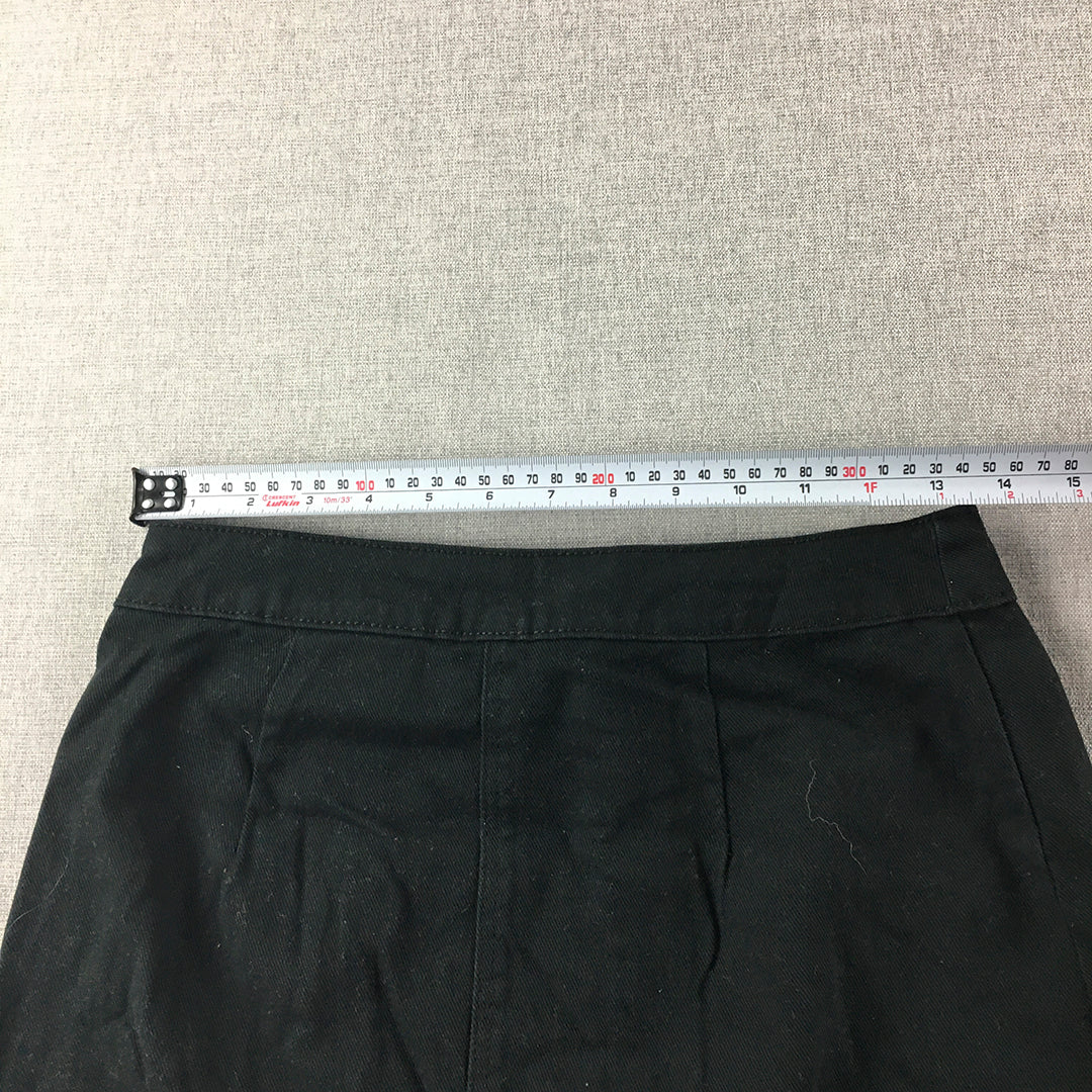 H&M Womens Mini Skirt Size 6 Black Zip A-Line