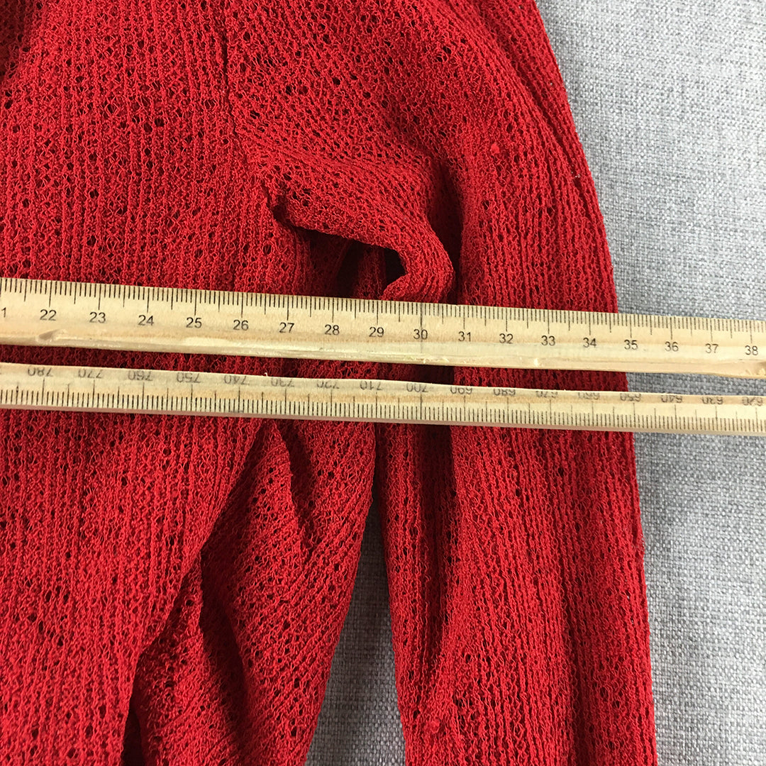 Bardot Womens Knit Sweater Size 6 Red V-Neck Pullover Jumper