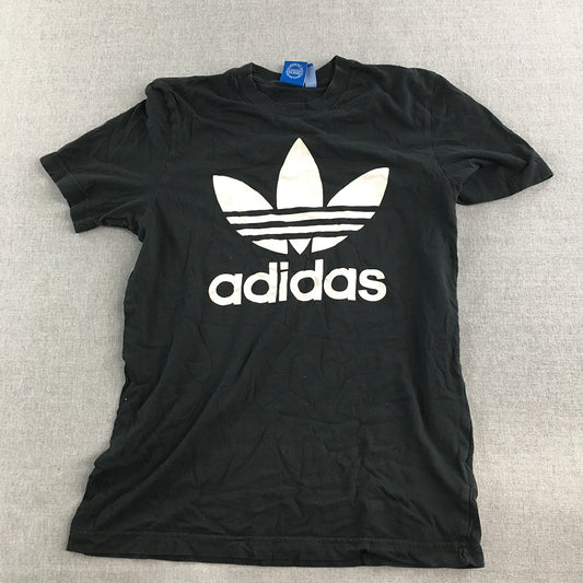 Adidas Womens T-Shirt Size S Black Big Trefoil Logo Short Sleeve Crew Neck Tee