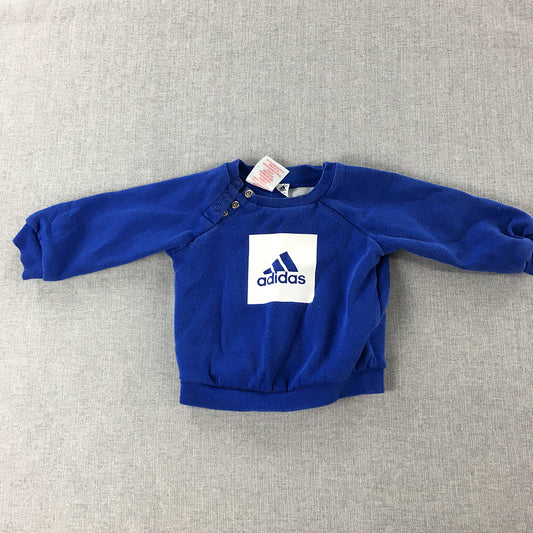 Adidas Baby Boys Jumper Size 3 - 6 Months Blue Big Logo Pullover Jumper Kids