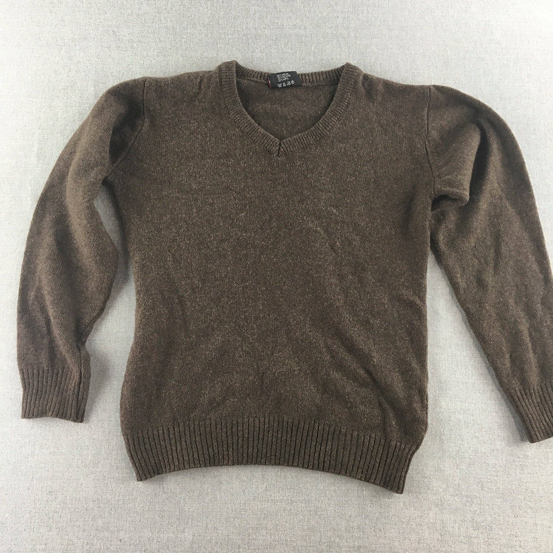 Vintage Sey Club Womens Wool Sweater Size M Brown V-Neck Knit Jumper