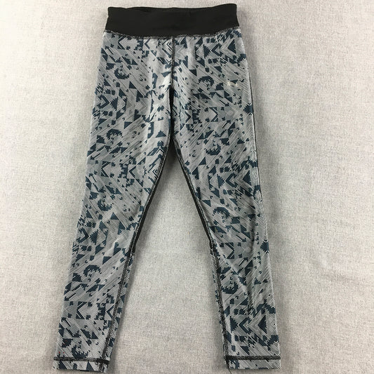 Puma Kids Girls Leggings Size S (7 - 8 Years) Grey Blue Activewear Pants