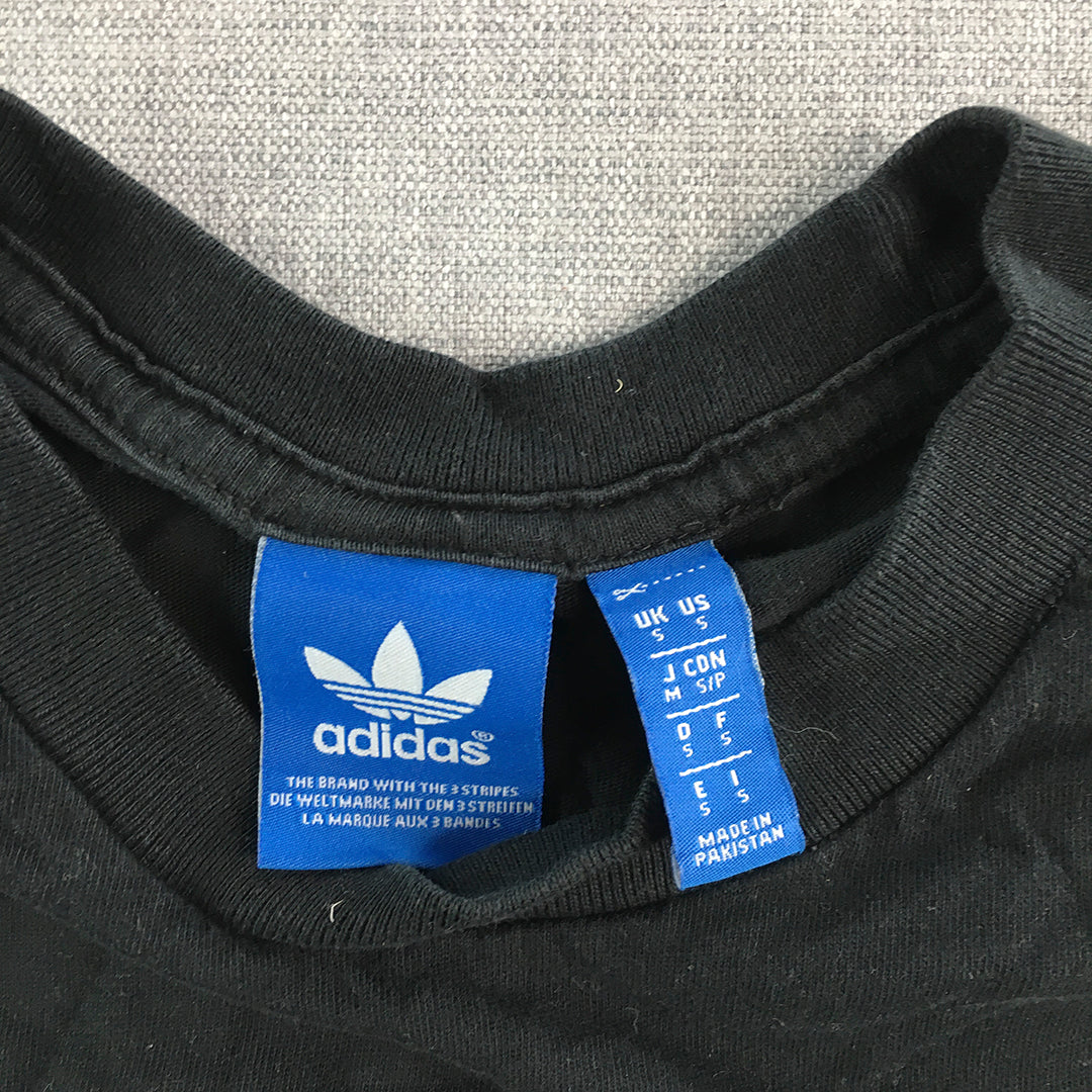 Adidas Womens T-Shirt Size S Black Big Trefoil Logo Short Sleeve Crew Neck Tee