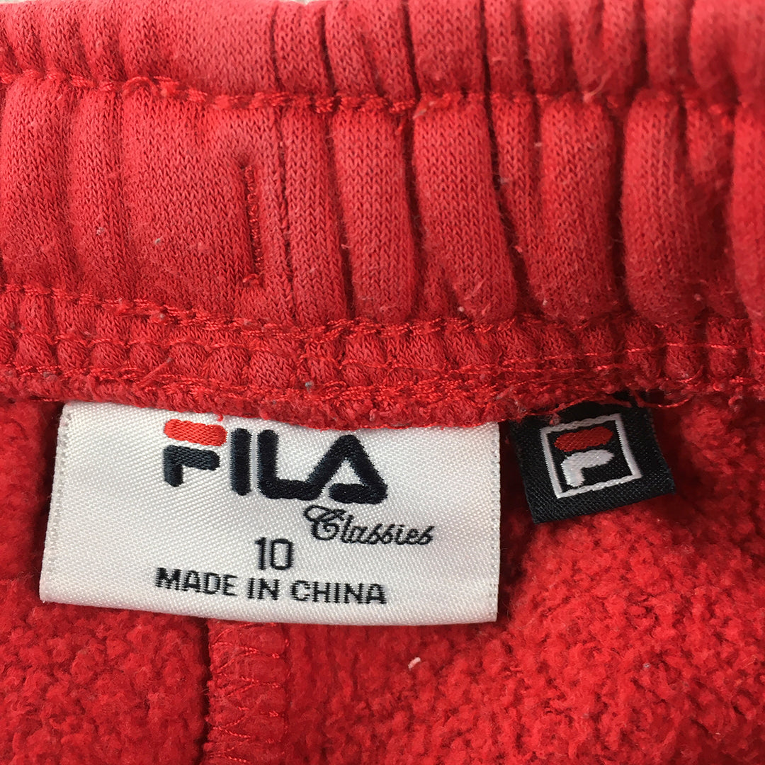 FILA Kids Boys Tracksuit Pants Size 10 Red Logo Pockets Jogger