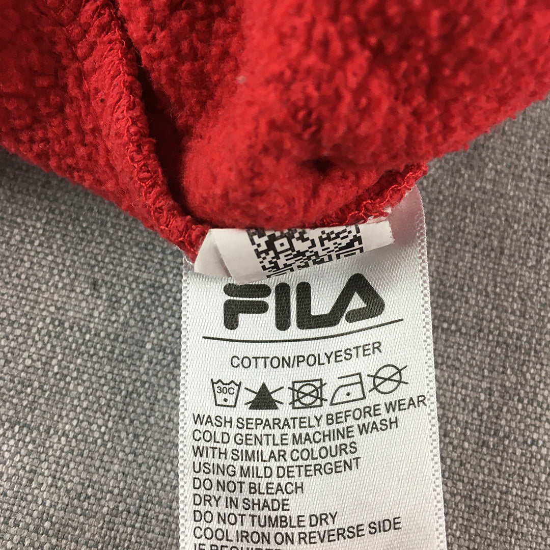 FILA Kids Boys Tracksuit Pants Size 10 Red Logo Pockets Jogger