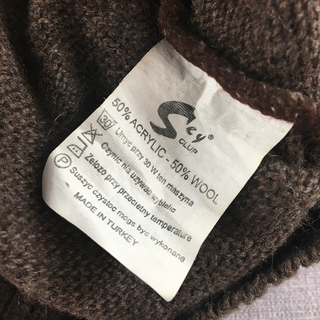 Vintage Sey Club Womens Wool Sweater Size M Brown V-Neck Knit Jumper