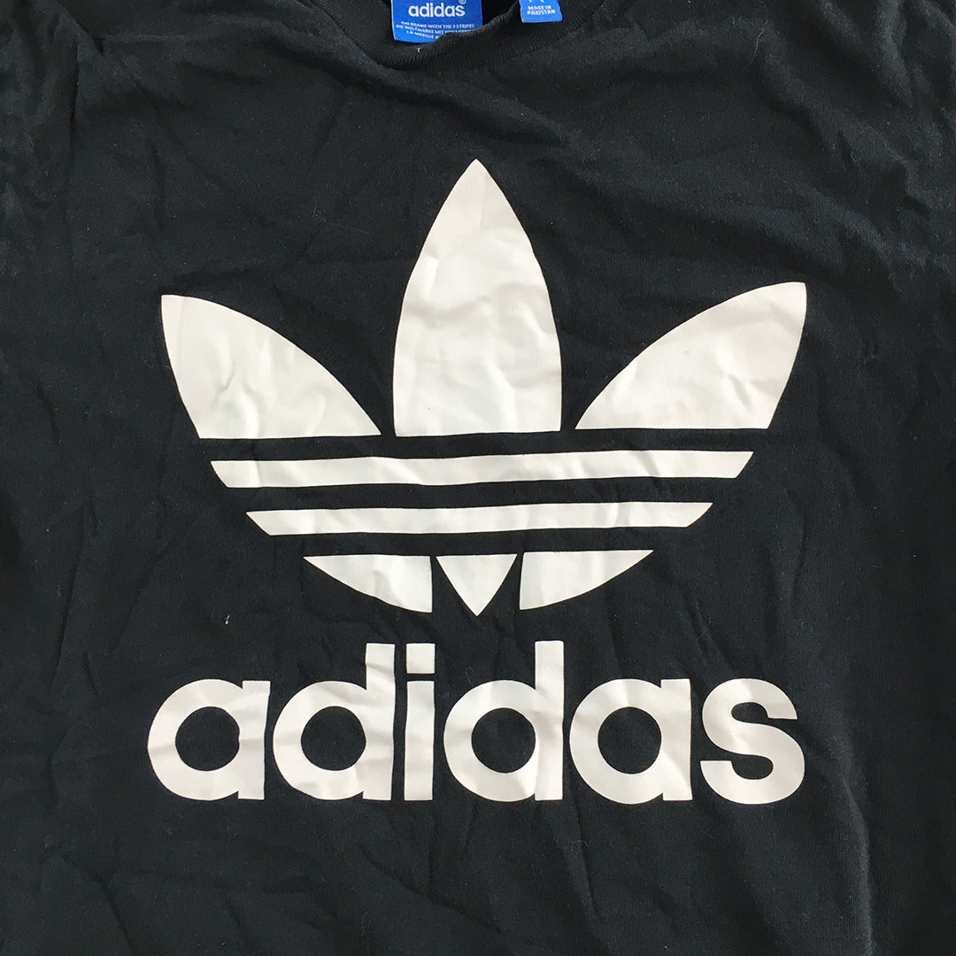 Adidas Womens T-Shirt Size S Black Big Trefoil Logo Short Sleeve Crew Neck Tee