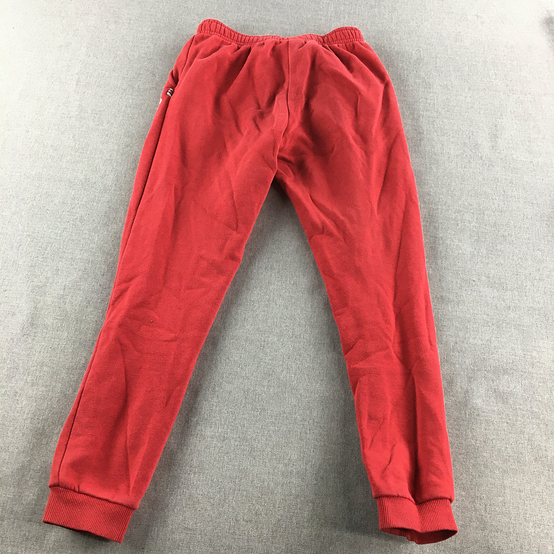 FILA Kids Boys Tracksuit Pants Size 10 Red Logo Pockets Jogger