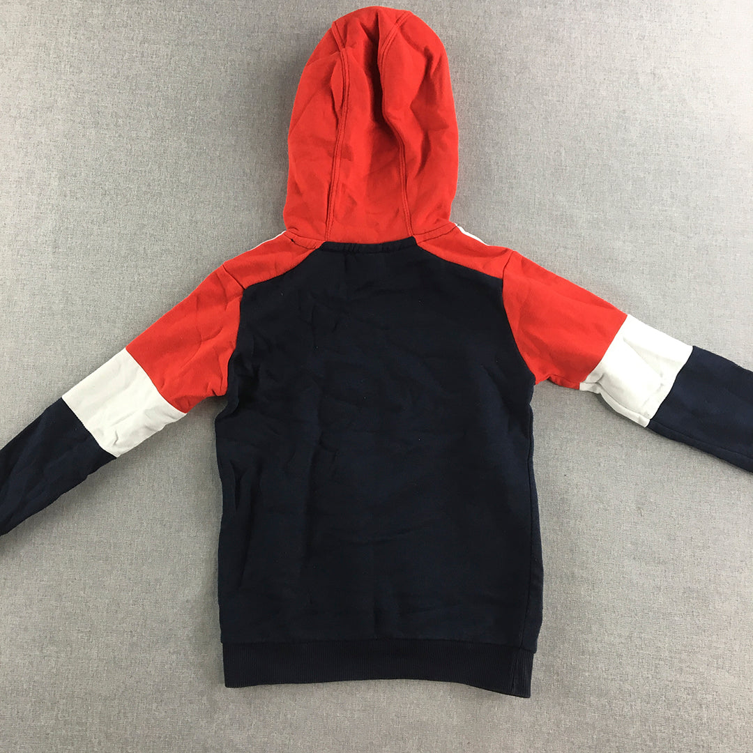 Adidas Kids Boys Hoodie Sweater Size 7 - 8 Blue Red Big Logo Jumper