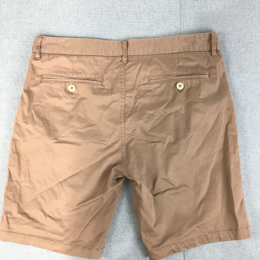 Core Mens Chino Shorts Size 34 Brown Pockets Casual Walking