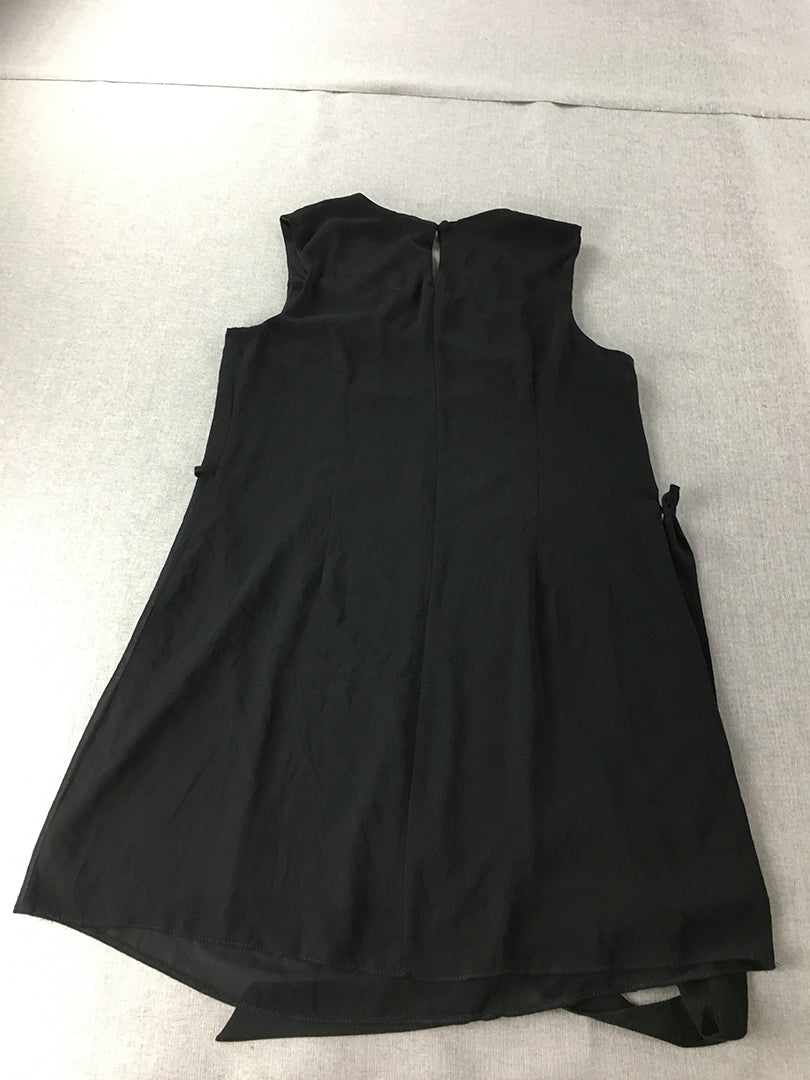 Primark Womens Mini Dress Size 10 Black Diamante Sleeveless A-Line