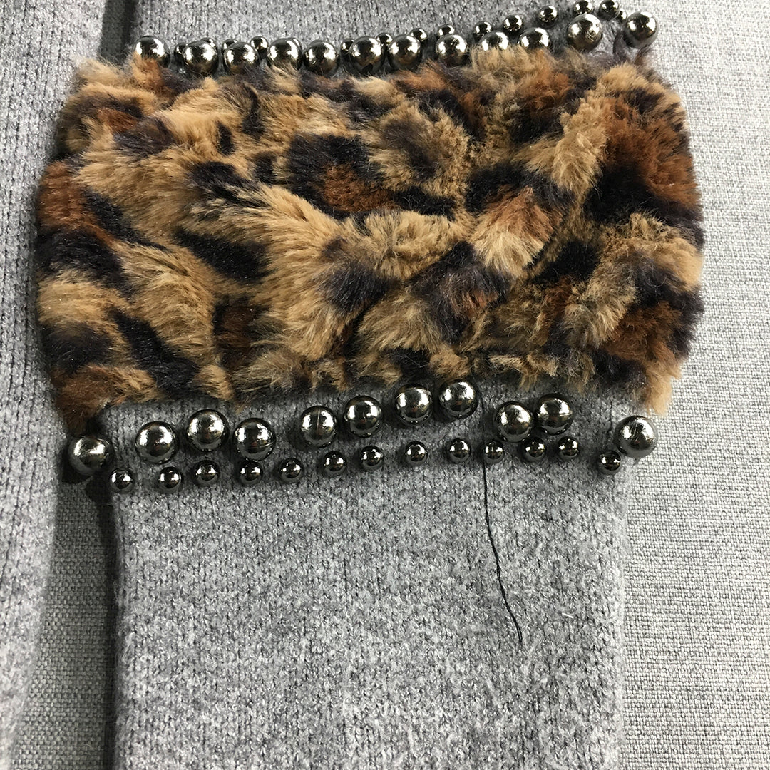HQ Womens Wool Sweater Size M Grey Knit Pullover Jumper