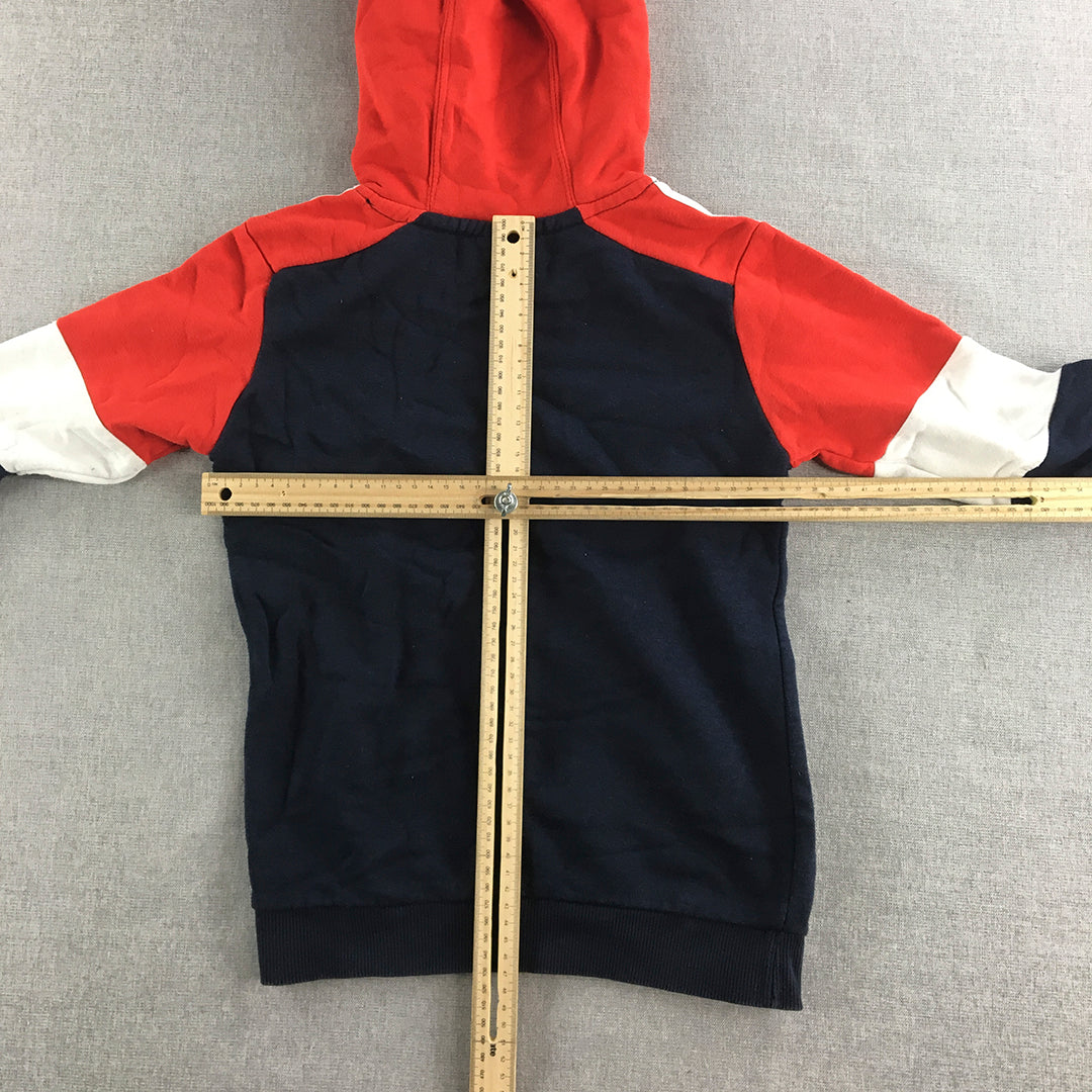 Adidas Kids Boys Hoodie Sweater Size 7 - 8 Blue Red Big Logo Jumper