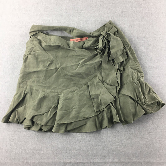 Roedeo Show Womens Linen Mini Skirt Size 12 Green