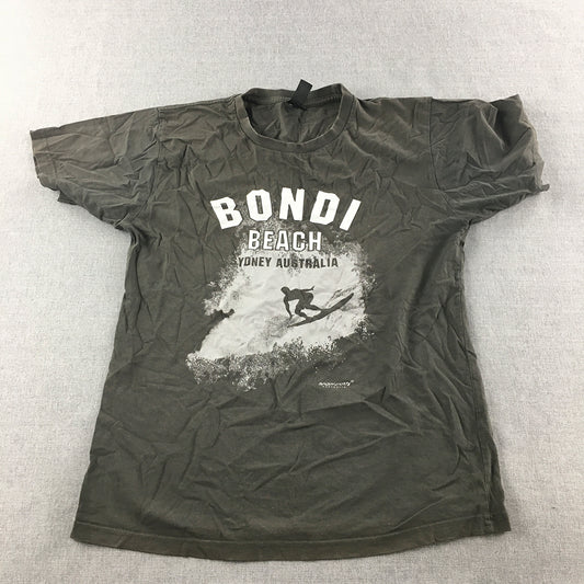 Bondi Beach Sydney Australia Mens T-Shirt Size S Brown Short Sleeve Surf Tee