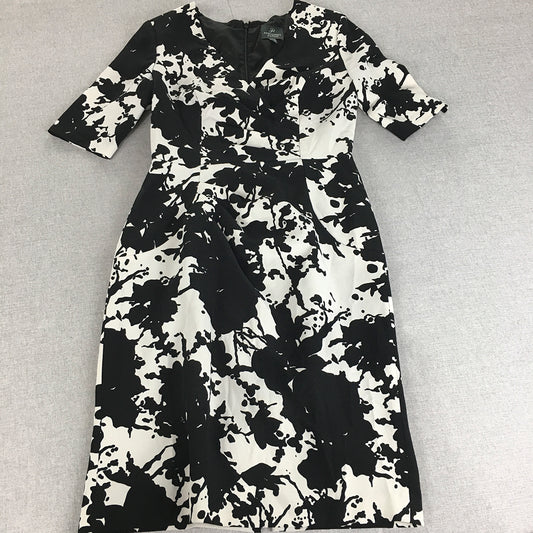 Adrianna Pappell Womens Mini Dress Size 6 AUS Black White Pencil Floral