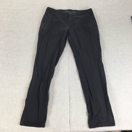 Zara Mens Pants Size 31 Navy Blue Seersucker Pockets Straight Leg Chino