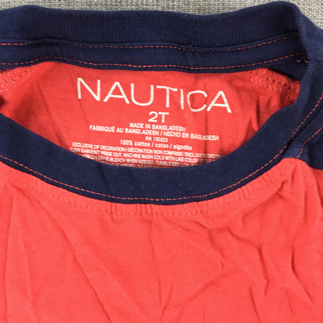 Nautica Kids Boys T-Shirt Size 2 Toddler Red Short Sleeve Top