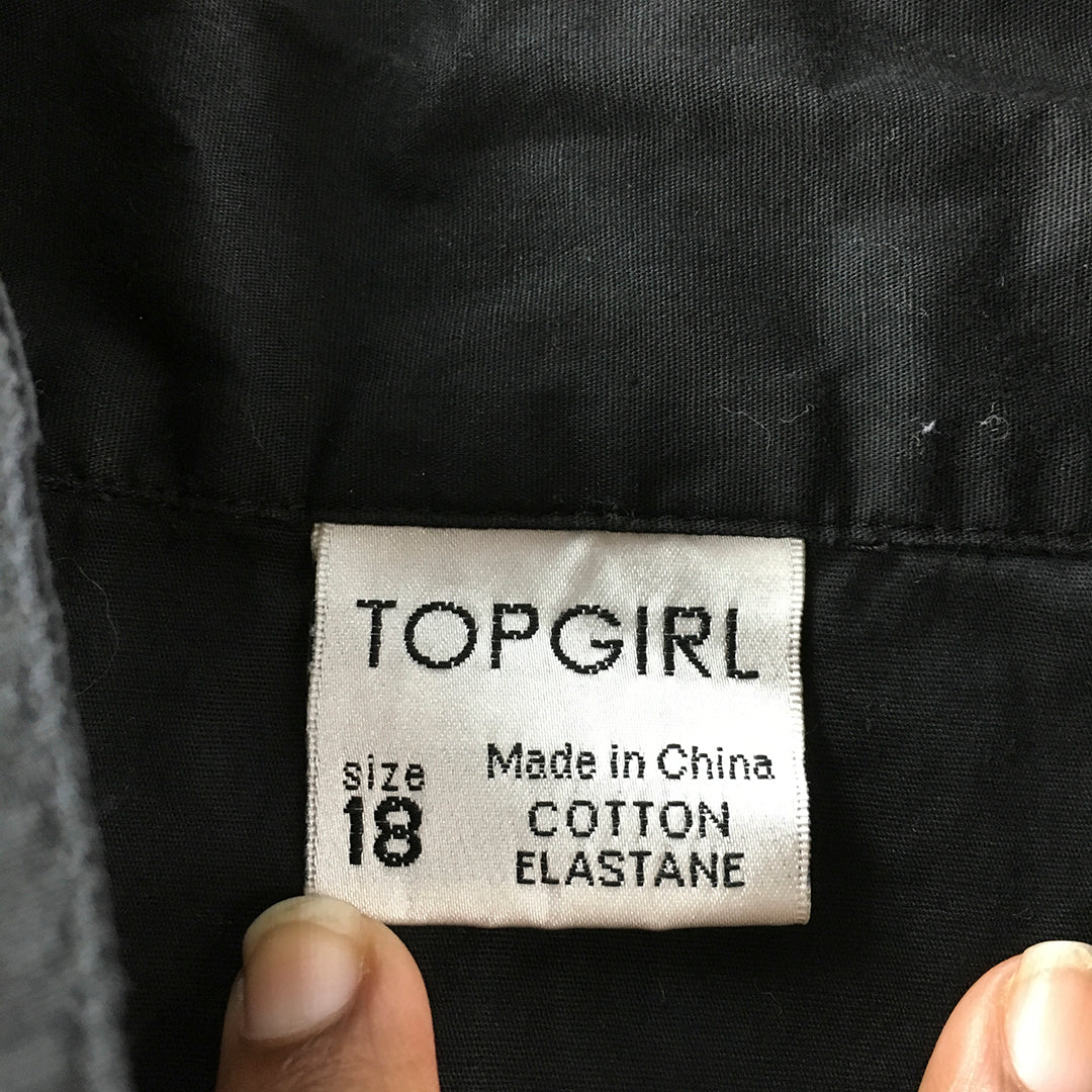 Topgirl Womens Shirt Size 18 Black Button-Up Short Sleeve Collared Top