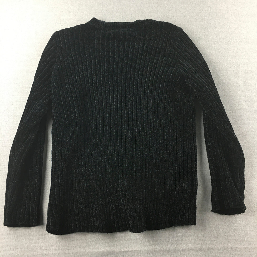 Jachs Womens Knit Sweater Size M Black Crew Neck Pullover Jumper