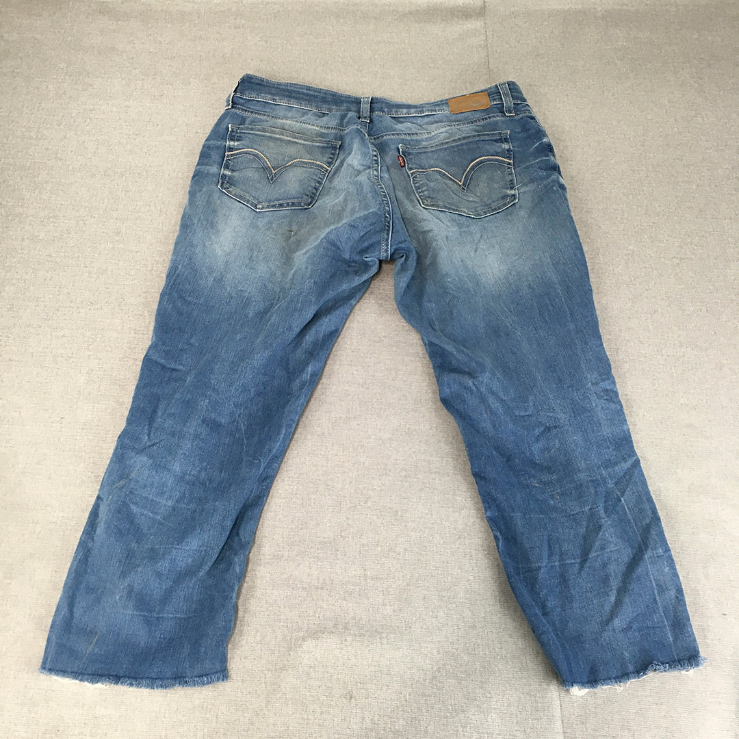 Levi's Womens Cropped Jeans Size 32 Blue Light Wash Slim Straight Stretch Denim