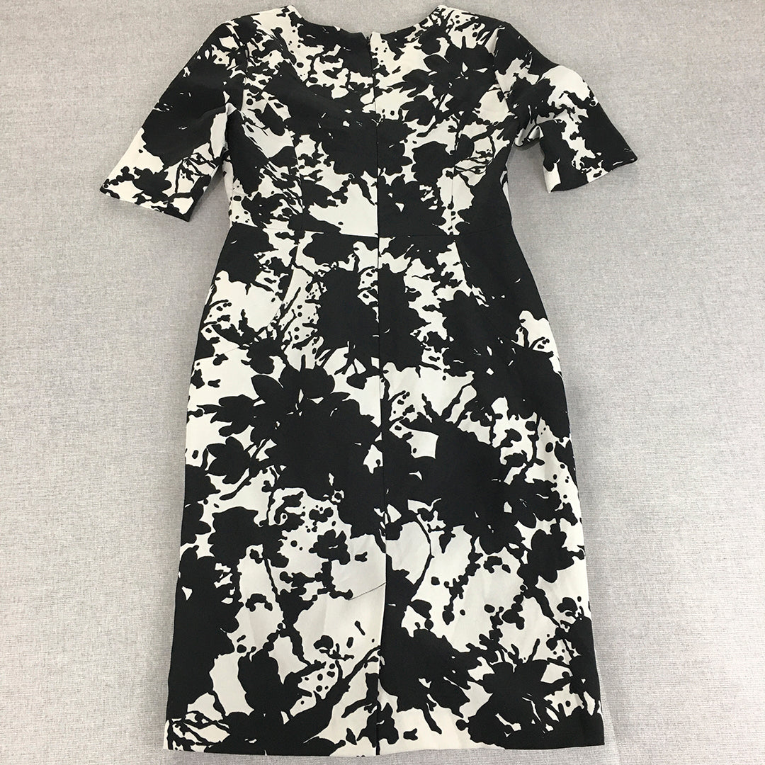 Adrianna Pappell Womens Mini Dress Size 6 AUS Black White Pencil Floral