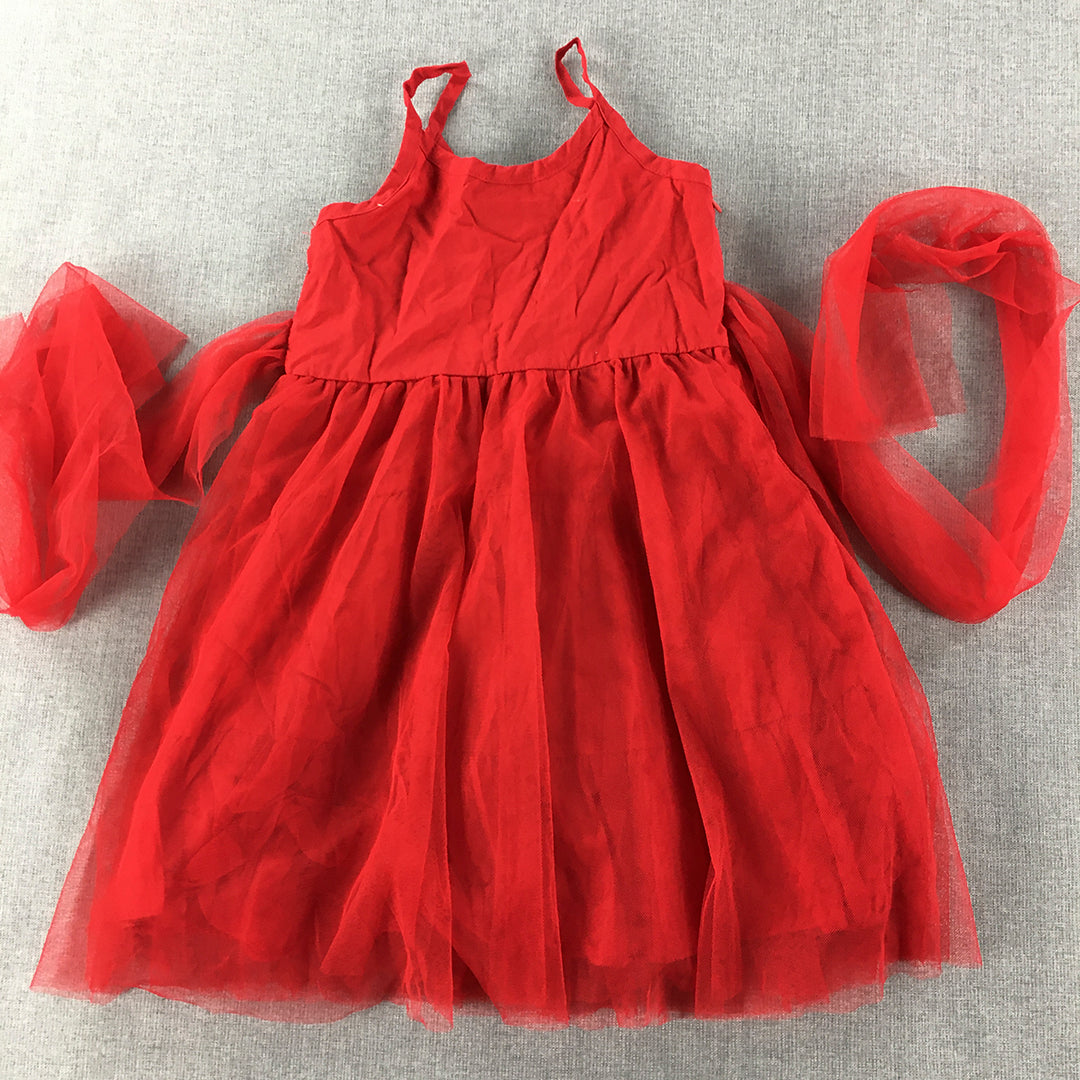 Oobi Kids Girls Dress Size 3 Years Baby Toddler Red A-Line Floral