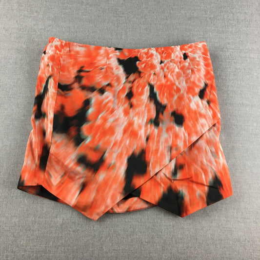 Bardot Womens Mini Skirt Size 14 Orange Wrap Asymmetrical Hem