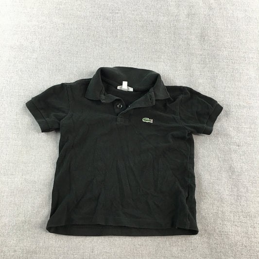 Lacoste Kids Boys Polo Shirt Size 4 Black Logo Collered Short Sleeve Rugby