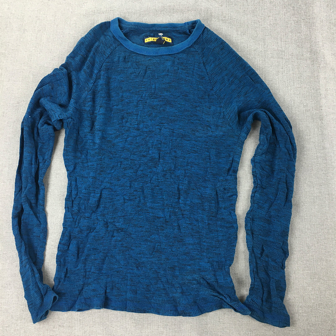 Prince & Fox by Aeropostale Mens Thermal Shirt Size XS Blue Crew Neck Pullover