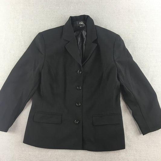 FWH Womens Blazer Jacket Size 12 Black Collared Button Up Coat