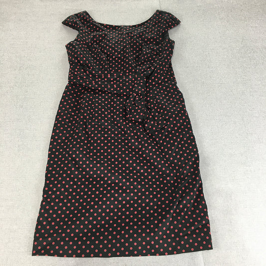 Re-Launch Womens Pencil Dress Size 12 Black Red Polka Dot Mini