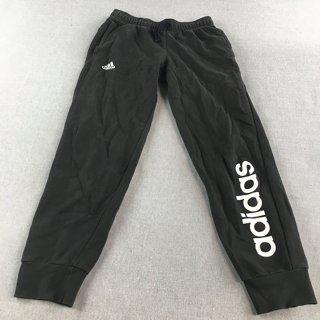 Adidas Kids Boys Tracksuit Pants Size 11 - 12 Years Black Logo Jogger