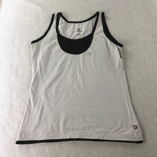 Converse Womens Tank Top Size L Grey Logo Sleeveless Shirt