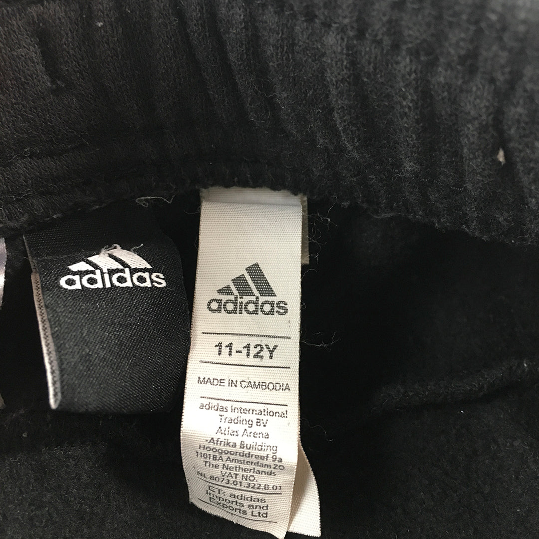 Adidas Kids Boys Tracksuit Pants Size 11 - 12 Years Black Logo Jogger